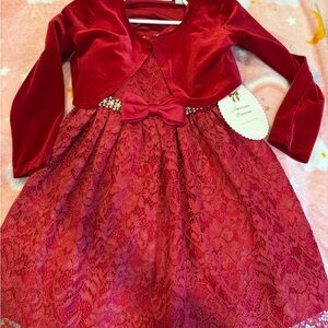 American Princess Red Lace Dress with Velvet Accents